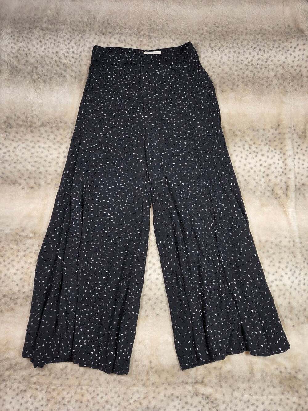 Anthropologie Black Printed Wide Leg Palazzo Pants Size 2 100% Viscose